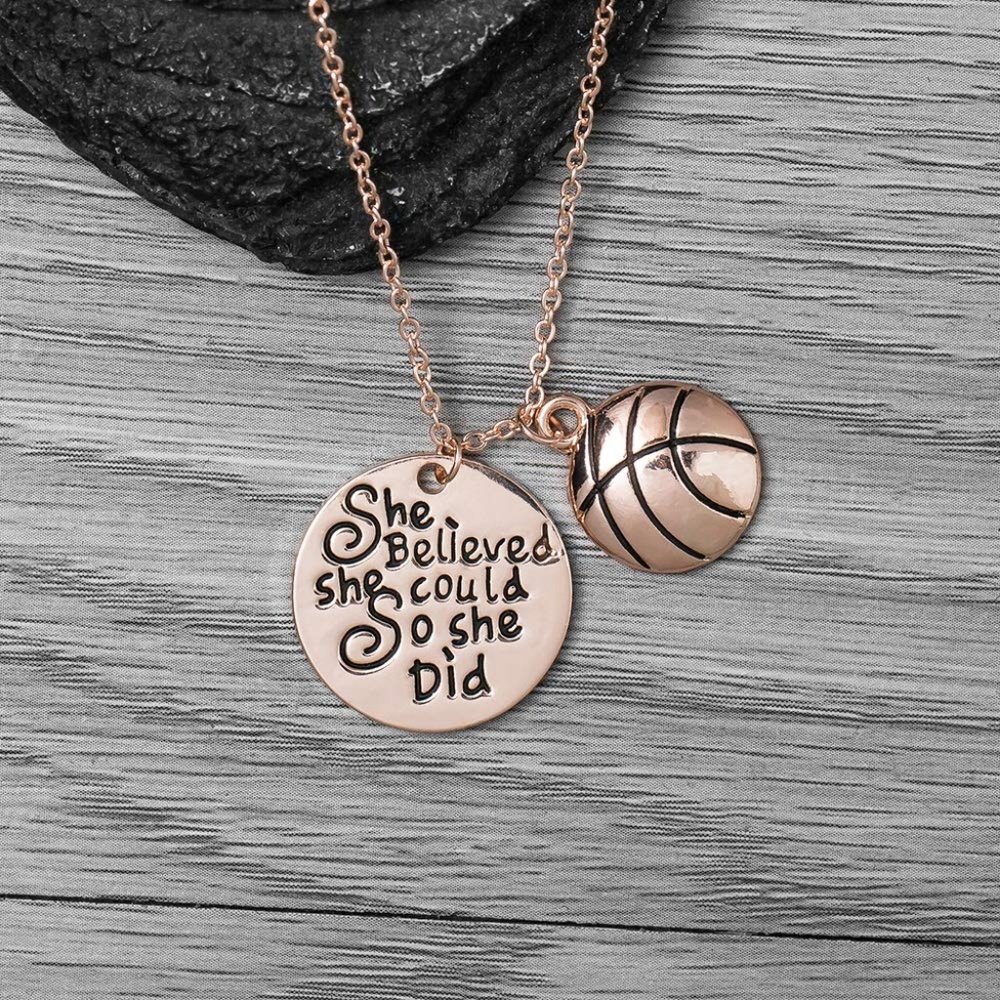 Basketball Necklace, Basketball She Believed She